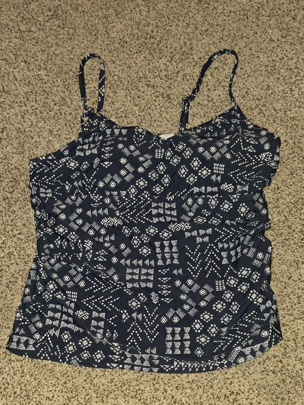 kona Sol  Navy and White Geometric Tribal Print Tankini 20w